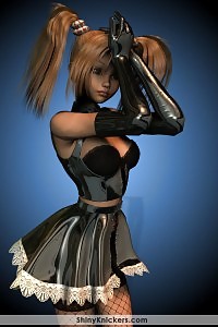 Virtual Girl In Her Sexy Black Shorts And Nylons