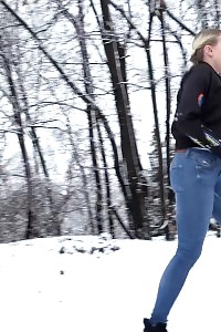 Gianna Ray Squats Outside In The Snow And Pissing
