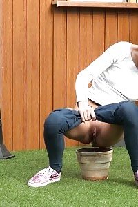 Fascinating European Relieves Herself In Plant Pot