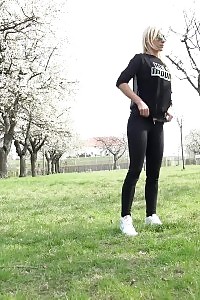 Public Pissing In The Woods For Magnificent Blonde