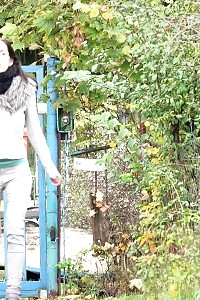 Intriguing Nerdy Babe In Glasses Pisses In Public