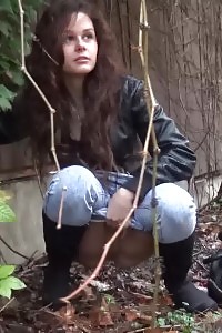 An Innocent Brunette Takes A Few Attempts To Piss