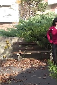 Brunette Has A Definitely Long Pee On A Bench