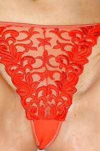 Hot Blonde Younggirl In Her Lovely Red Thong Panties