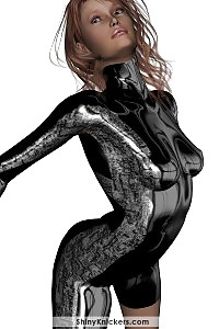 Artificial Minx In A Glossy Black Gown