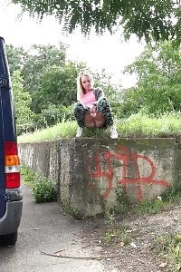 Flawless Blonde Squatting To Piss Outside In Public