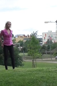 Smoking Light-haired Pulls Down Her Panties To Piss