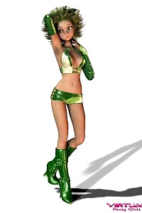 A Terrific 3d Babe In Her Bright Green Tight Shorts