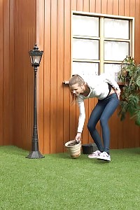 Fascinating European Relieves Herself In Plant Pot