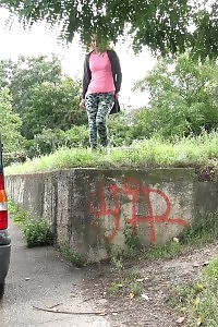 Flawless Blonde Squatting To Piss Outside In Public