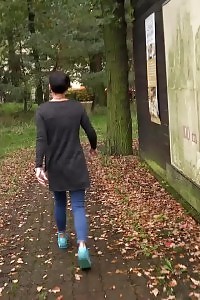 Lovely Girl In Sneakers Squats To Piss Outside