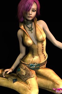 Purple Haired 3d Teen In Sexy Outfit Has A Huge Cameltoe In Her Leotard